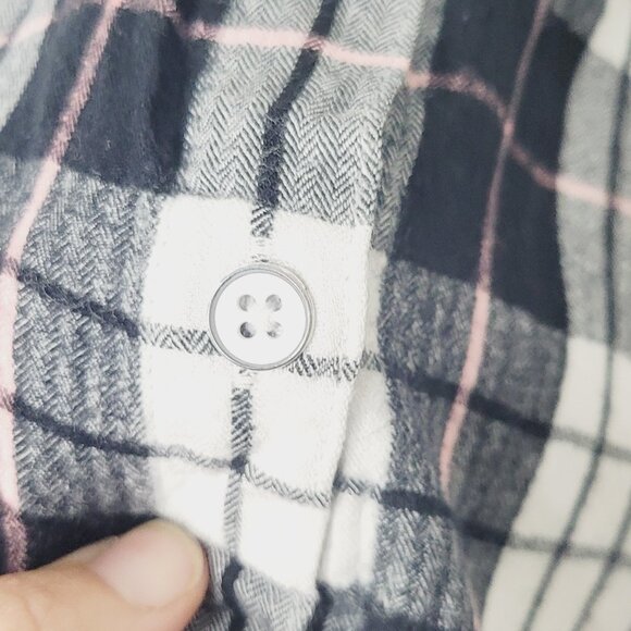 JACHS Girlfriend Women's Black White Plaid Cap Sleeve Button-Down Shirt Size XL - Picture 4 of 12